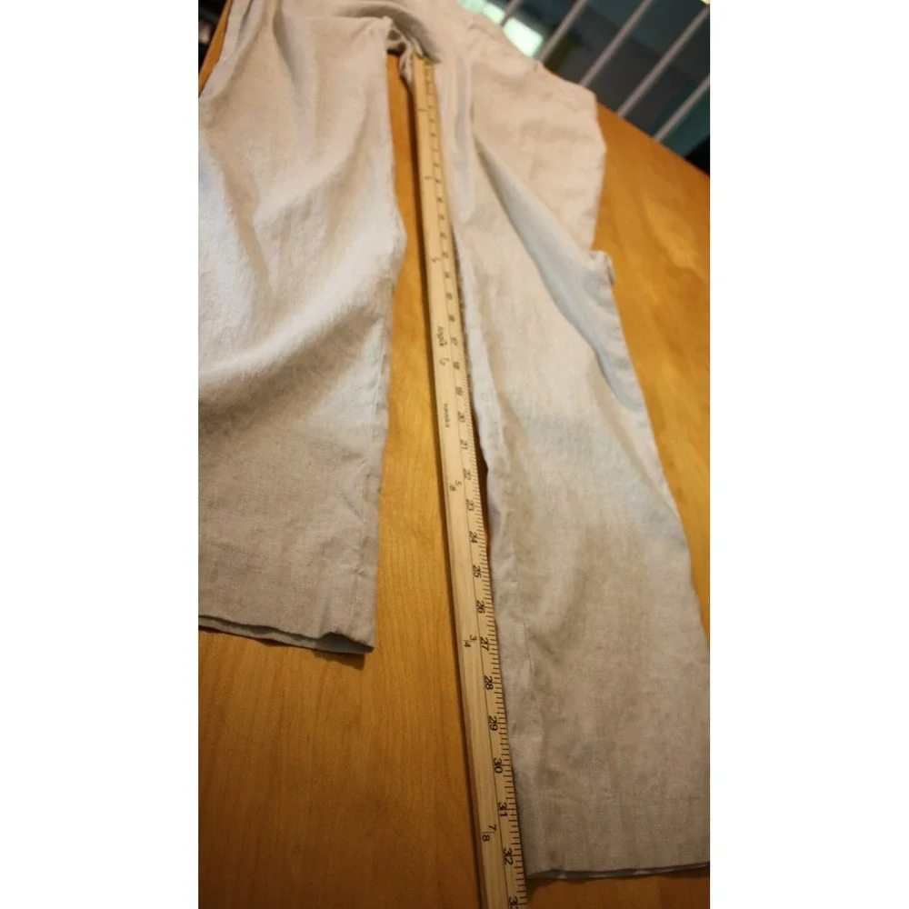 Banana Republic Pants Womens 4 Beige Contour Fit Stretch Linene Blend Beach Vaca